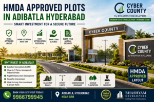 HMDA approved plots in Adibatla Hyderabad at Cyber County by Bhashyam Developers near ORR