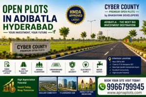 HMDA approved open plots in Adibatla Hyderabad at Cyber County by Bhashyam Developers