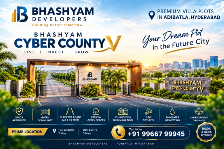 Bhashyam Developers Cyber County V premium villa plots in Adibatla Hyderabad